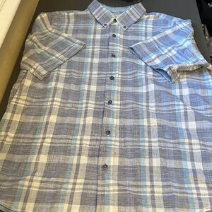 Weatherproof Light Blue and Gray Plaid Shirt